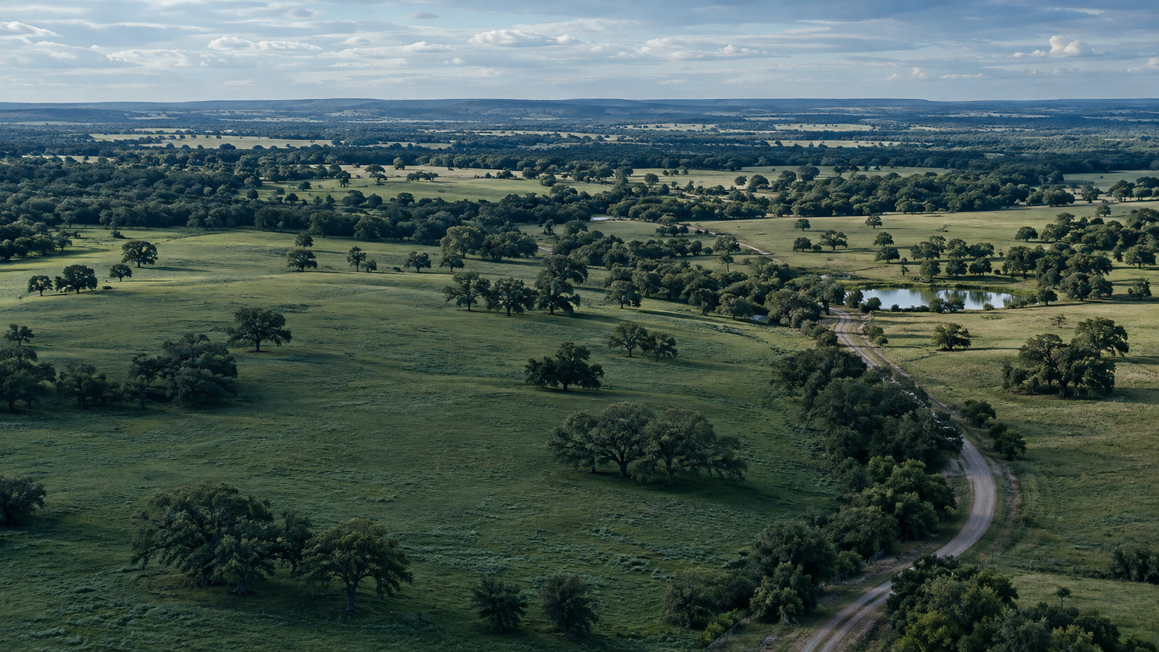 Illustrative rural acreage and access road